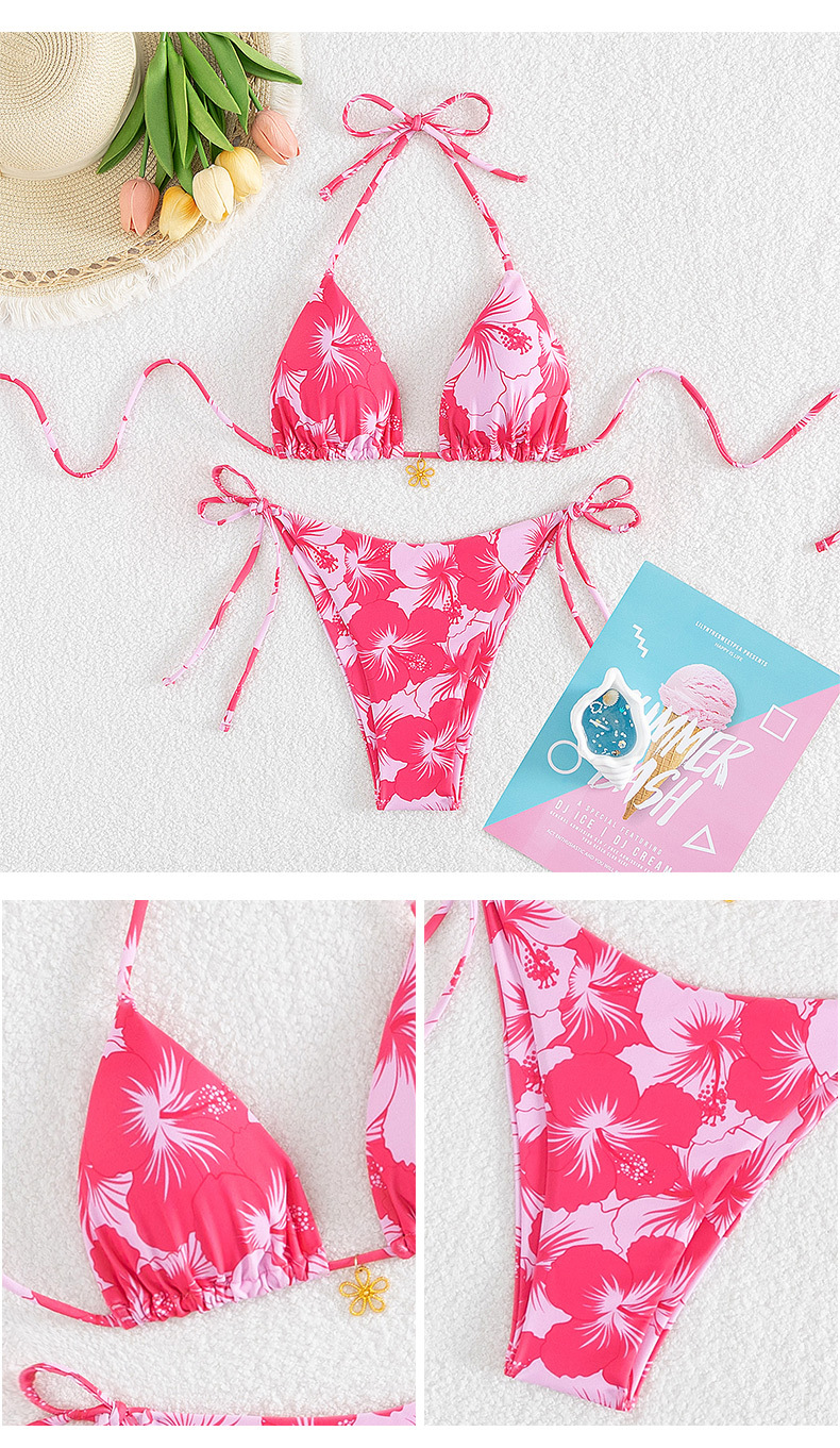 Damen Blume 2 Stück Set Bikinis Bademode Lässige Florale Hoch Elastische Badeanzug Im Resort-Stil Zweiteiliger Badeanzug display picture 2