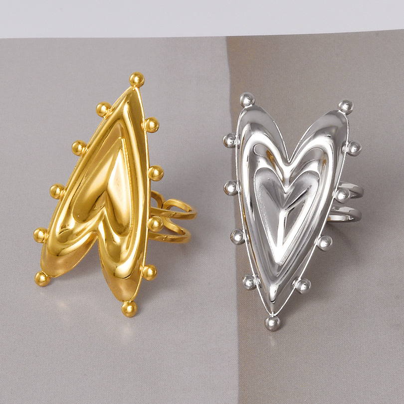 Fashionable universal adjustable ring stainless steel heart shaped