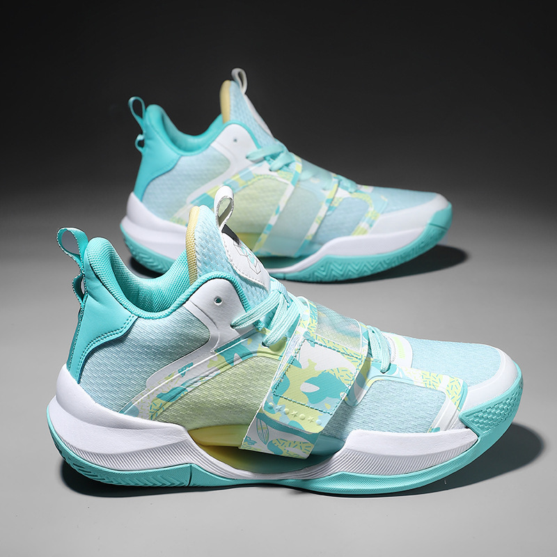 Zapatos de baloncesto de combate real de fricción sonora y amortiguación de fricción nacional, zapatos deportivos de moda juvenil de luz nocturna para hombres y mujeres