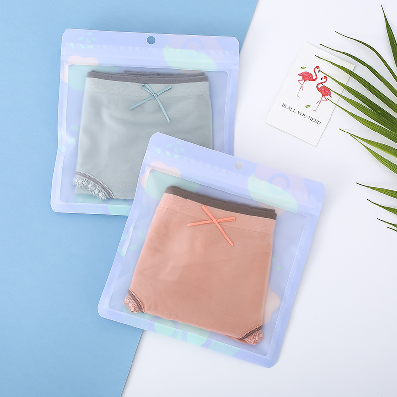 现货通用透明内裤包装袋子哑光内衣袜子拉链自封袋可爱收纳袋分装