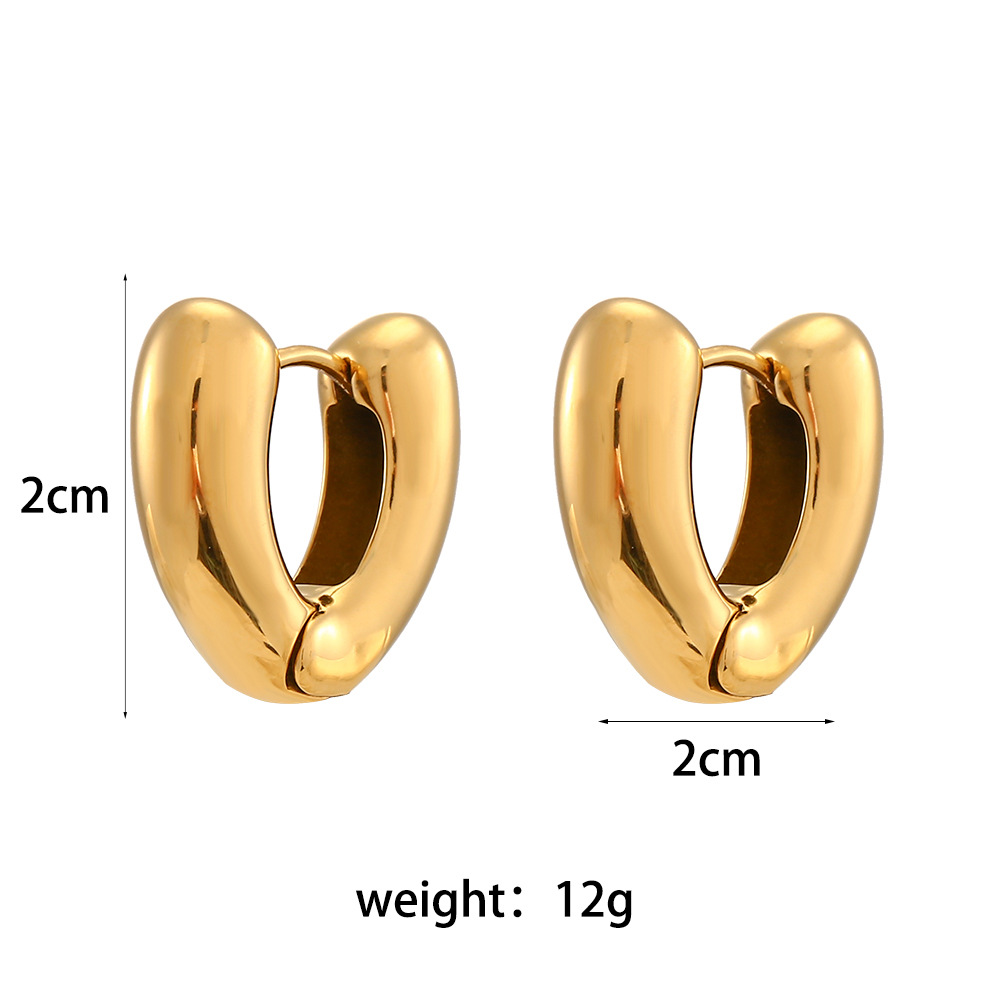Europeo y americano ins simple titanio acero grueso cilíndrico hueco pendientes mujer de acero inoxidable chapado 18K sólido brillante pendientes de la joyería
