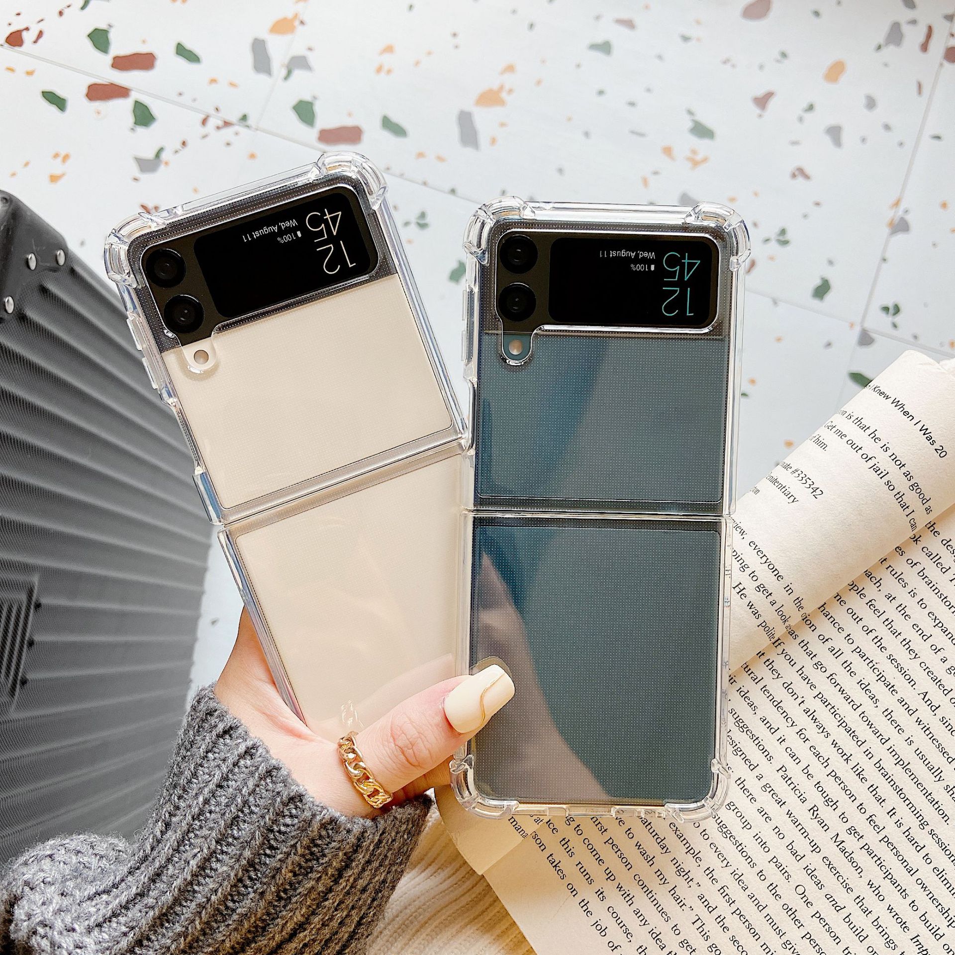 Samsung zflip4 cep telefonu kılıfı için uygun yeni model TPU şeffaf cep telefonu kılıfı anti-düşme Galaxy 4 katlanabilir koruyucu kılıf