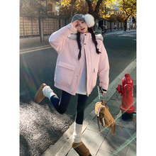 工装羽绒棉服冬季2024新款韩版棉袄棉服宽松毛领加厚外套棉衣外套