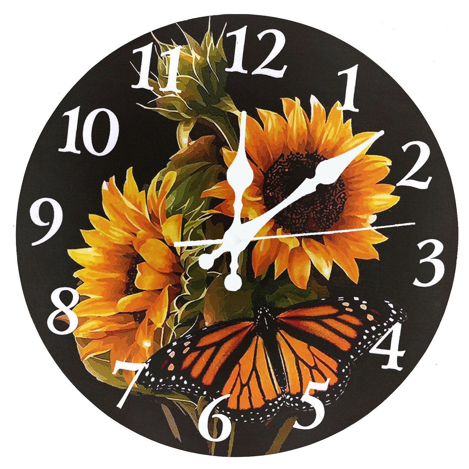 2D sin marco pintura flor reloj de pared redondo de 10 pulgadas reloj electrónico minimalista creativo hogar escaneo segundo reloj de venta caliente transfronteriza