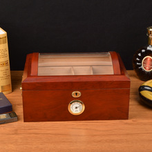 复古樱桃红雪茄保湿盒 亚克力有机玻璃弧形 雪茄收纳雪松木盒