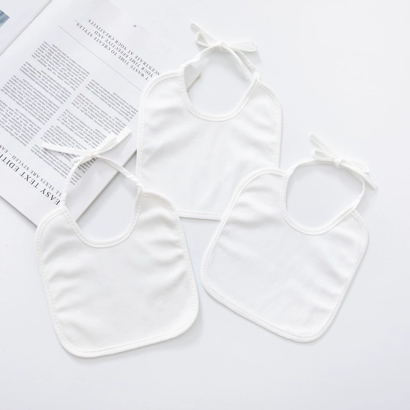 White children's cotton waterproof painted eating bib for food, with pocket, DIY, wholesale