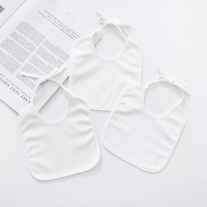 White children's cotton waterproof painted eating bib for food, with pocket, DIY, wholesale