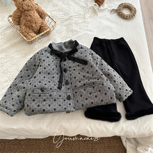 喜范25冬季新品儿童小香风夹棉长袖外套女童宝宝洋气小花保暖上衣