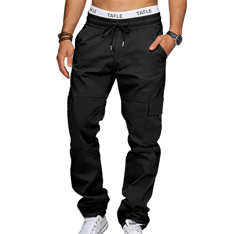 Men's Clothing Men's Casual Trousers Loose Fit Multi Pocket Cargo Pants Patchwork Straight Leg For Formal & Casual_viptrois.com