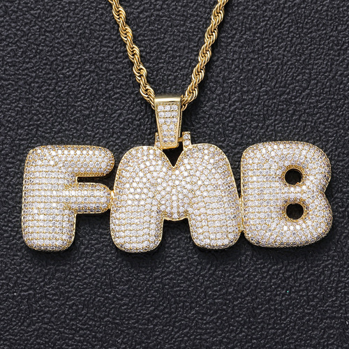 European and American Hip-Hop Bubble English Letter Pendants Zircon Personal Creative Splicing Free Combination Men and Women Hip-Hop Pendants