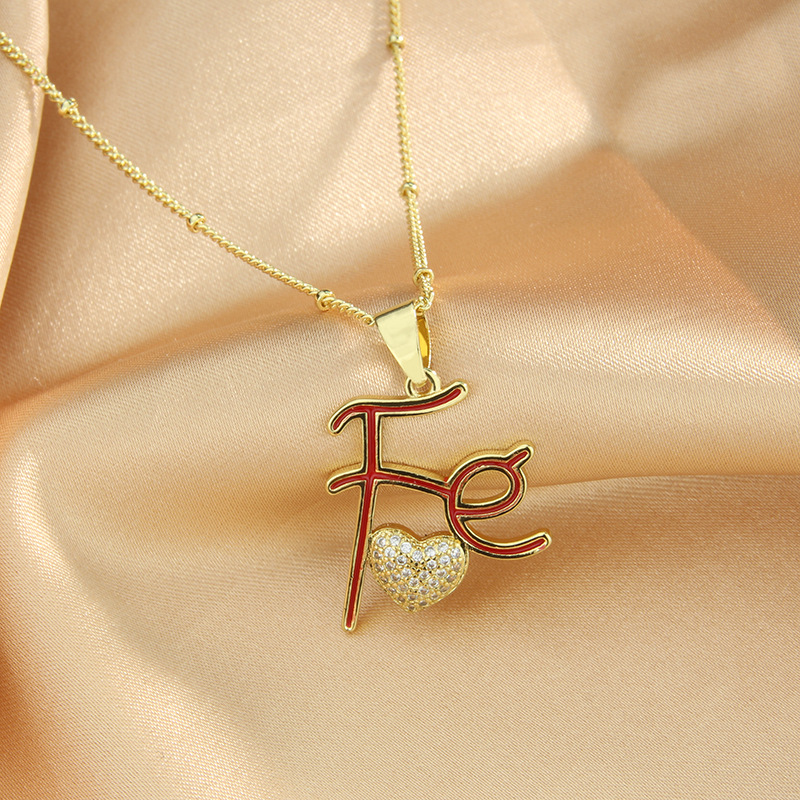 Simple Style Letter Copper Necklace Rhinestones Copper Necklaces