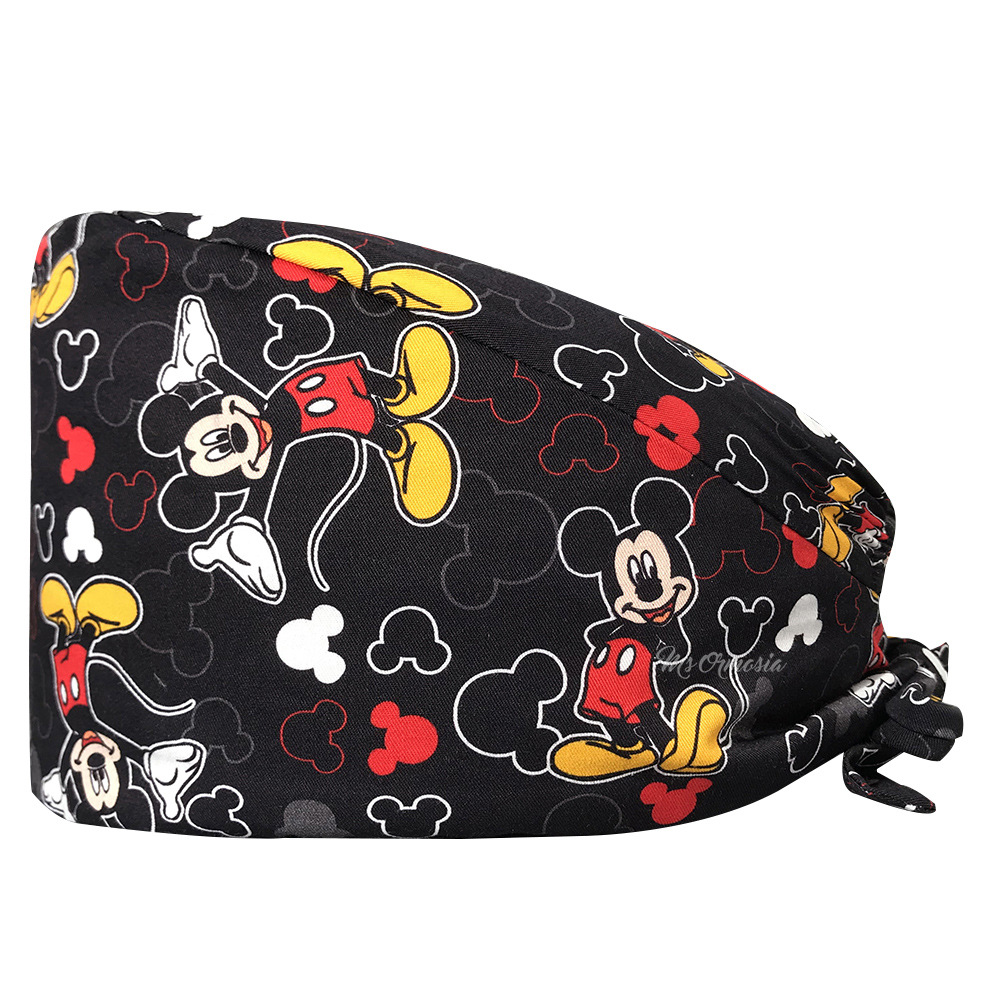 De gama alta de dibujos animados de Mickey patrón de dibujos animados casquillo de la enfermera médico casquillo quirúrgico mascota empleado tapa de trabajo AliExpress