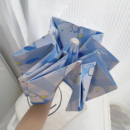 The same cartoon sunshade black rubber sunscreen UV protection sunny rainy two-in-one Parachute Dog sun umbrella cute