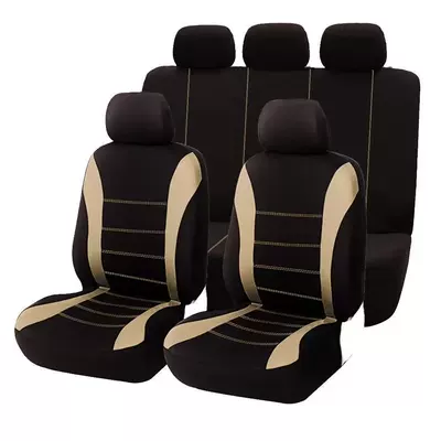 Style Universal Five-Seater Car, Universal seat cover - beige-9-piece-set-complete-set-of-five-seats