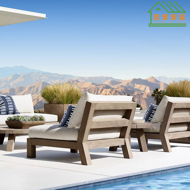 Terraza completa de teca al aire libre americana Terraza Ocio B & B Jardín Jardín Al aire libre Solárium de madera maciza Sofá Silla