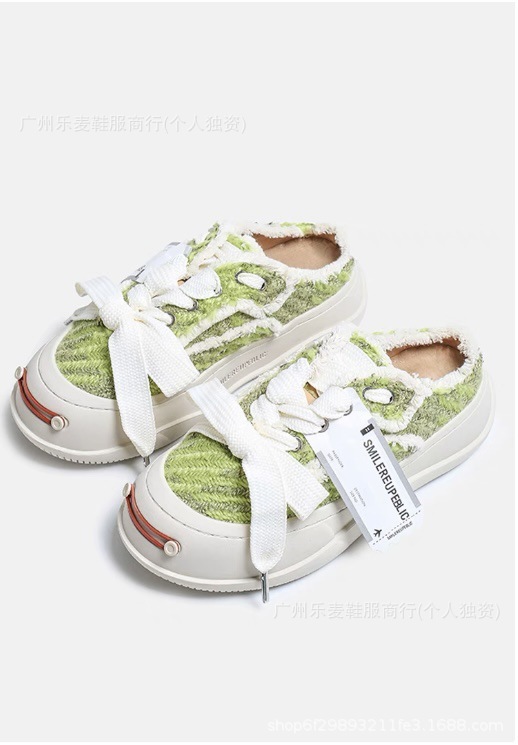 檀健次同款开口笑乞丐风帆布鞋SR~大头丑萌厚底增高7cm情侣休闲鞋|undefined