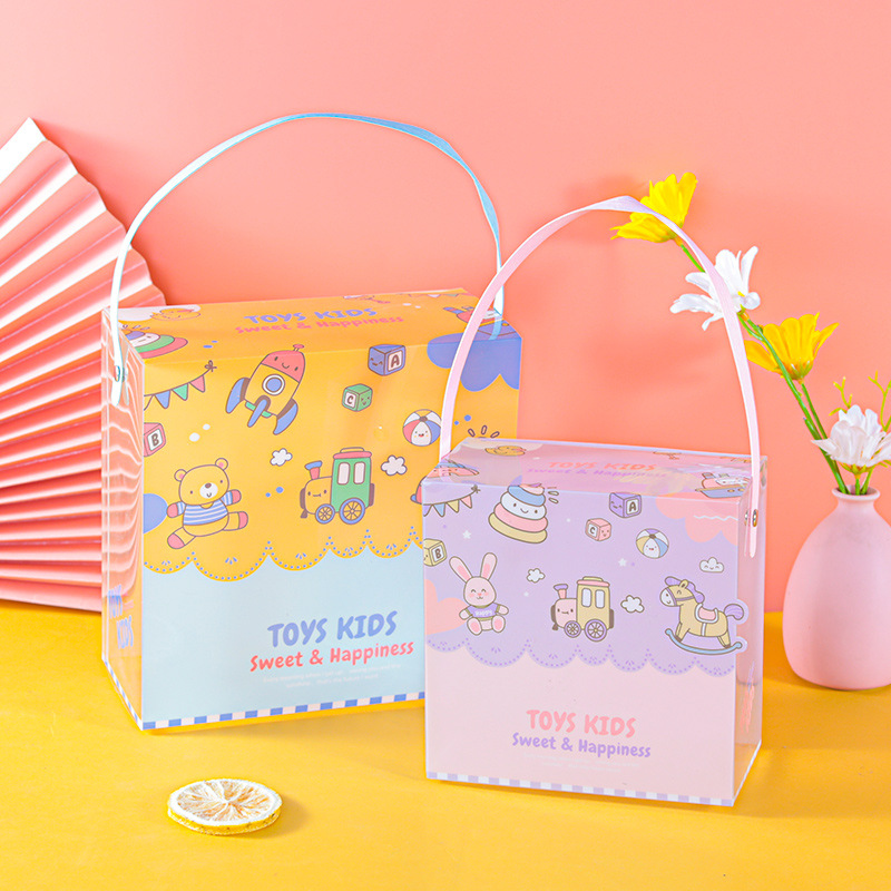 Transparent PVC Handbag 61 Children's Day Gift Box Empty Box Birthday Gift Bag Baby Full Moon Gift Box