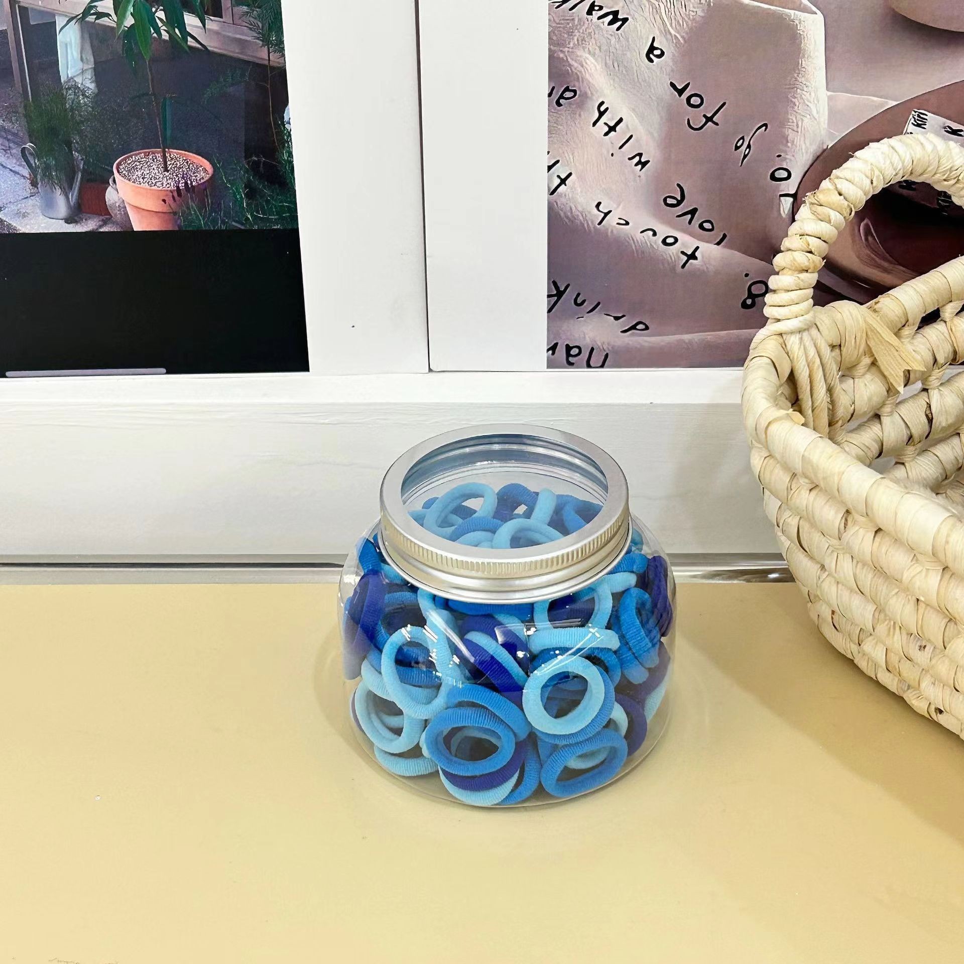 Desechable banda de goma Love Box dibujos animados pequeña flor pinza macaron color alta elástico niños horquilla pelo cuerda pelo accesorios