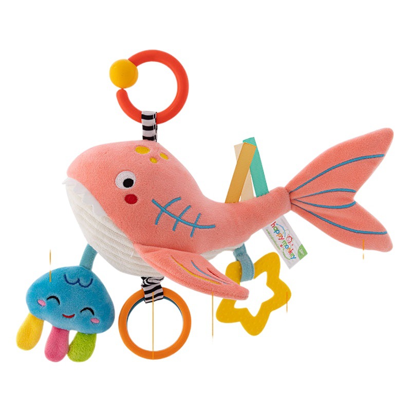 Feliz mono bebé música Bell muñeca cochecito de bebé colgante asiento de seguridad del coche calmante juguete