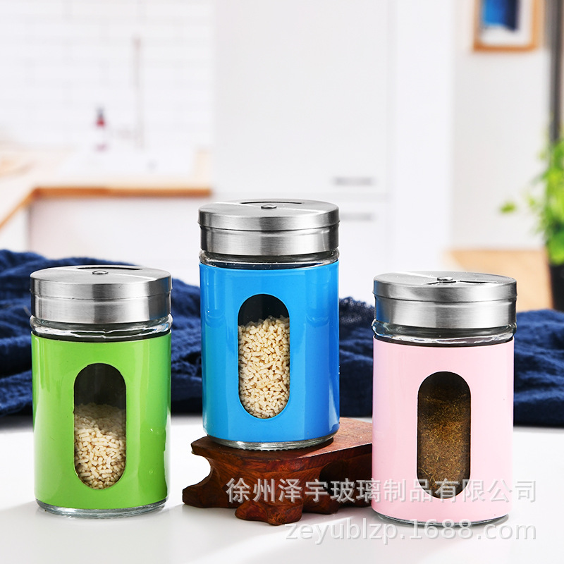 Cocina de acero inoxidable tarro de condimento botella de pimienta tamaño ajustable botella de condimento de vidrio tarro de condimento botella de condimento de acero inoxidable