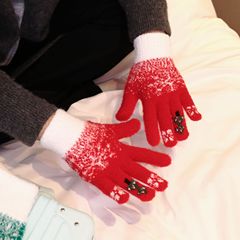 秋の冬のクリスマスの手袋のぬいぐるみの5本の指の口はタッチパネルの男女が防寒の保温の手袋に乗ることができます。