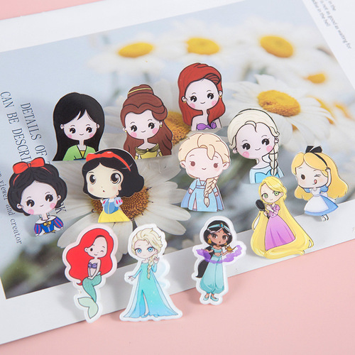 ins American cute children's brooch cartoon girl pin school bag pendant badge girl princess accessories patch