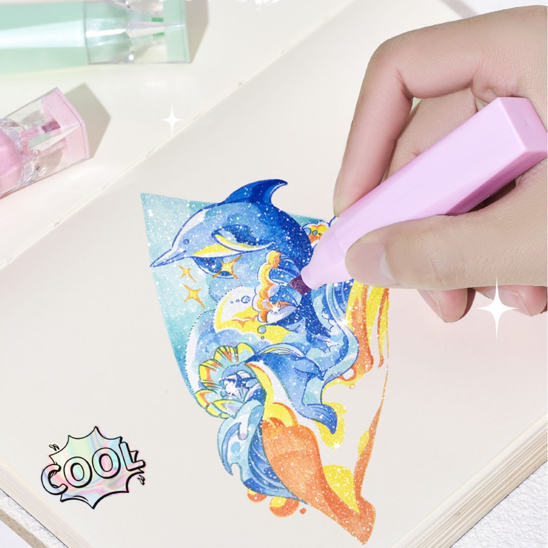 Cuadrado flash puntero de resaltador de estudiantes de color suave puntero de marca de puntos clave DIY puntero de acuarela lotes de stock