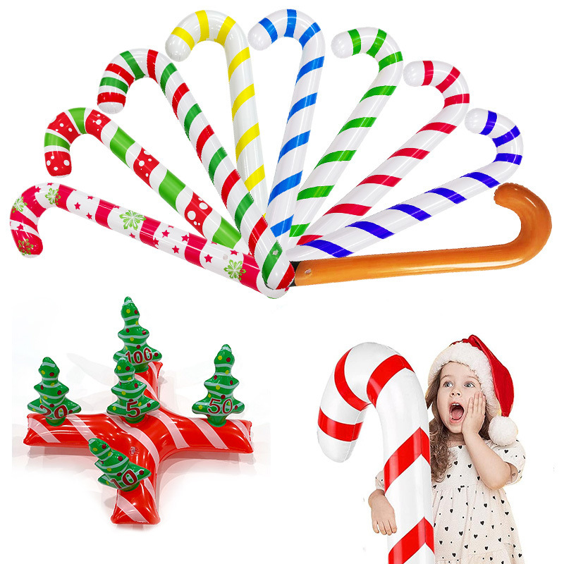 PVC充气拐杖圣诞老人拐杖圣诞活动道具跨境充气玩具派对装饰道具
