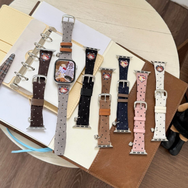 Love Wave Dot Corduroy Kt Watch Strap Suitable for Apple Iwatch11 Watch Applewatch109876Se