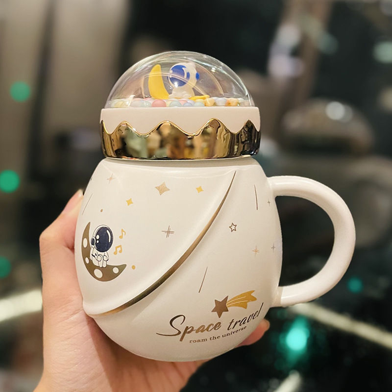 Taza de cerámica con diseño de planetas espaciales - Gran capacidad - Personalizable con logo - Ideal para parejas y desayuno