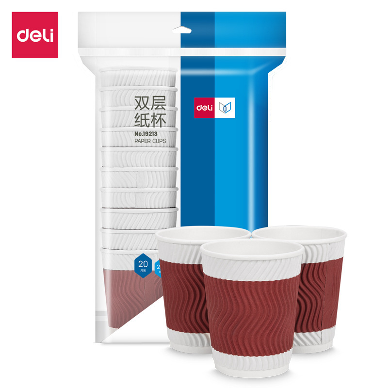Deli Disposable Insulated Thickened Paper Cup, Anti-Scalding Double-Layer Paper Cup, Coffee Cup, Household Tea Cup, Hot Drink Cup Deli Disposable Insulated Thickened Paper Cup, Anti-Scalding Double-Layer Paper Cup, Coffee Cup, Household Tea Cup, Hot Drink Cup