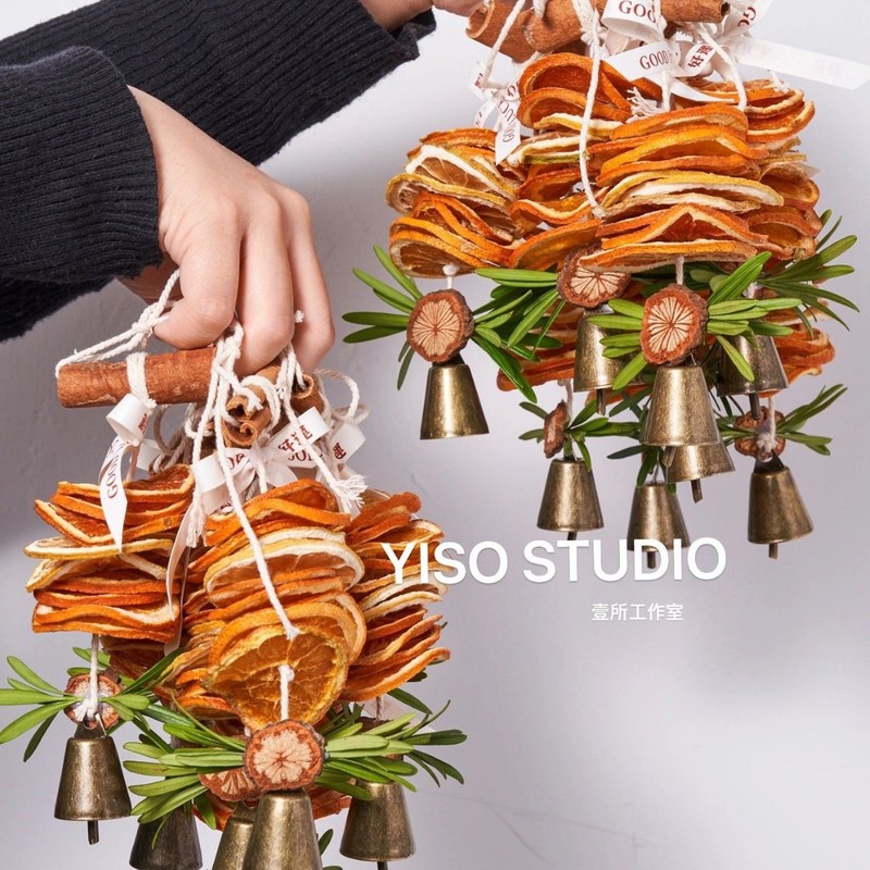 大橘大利车挂车内装饰品ins风松果铃铛挂件diy干花材料小挂橙子片|undefined