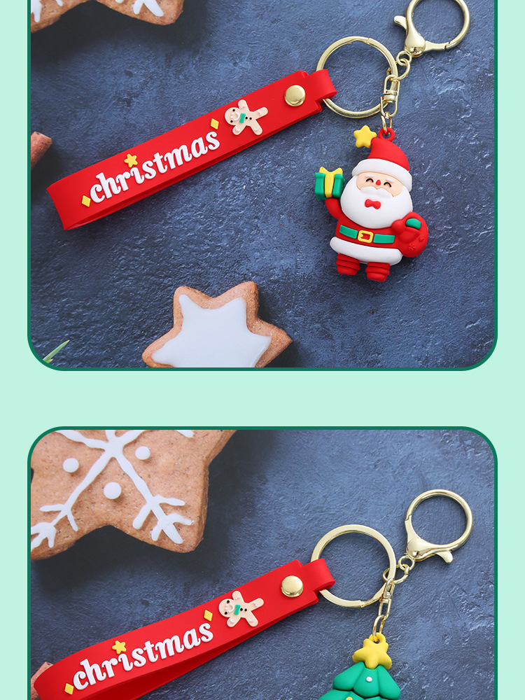 Cartoon Style Christmas Tree Santa Claus Wreath Pvc Metal Women's Keychain 1 Piece display picture 4