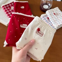 9958本命年卡帝亚红少女红内裤细腻舒适纯棉加长裆10A益生菌抑菌