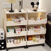 大容量置物架零食小推车收纳架落地多层客厅整理架带轮移动储物架