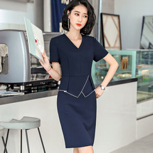 七谷娘专柜夏季职业装短袖连衣裙时尚前台美容师工作服珠宝店工装