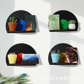 木制黑胶唱片形状置物架墙上壁挂架客厅乙烯基唱片墙饰装饰储物架