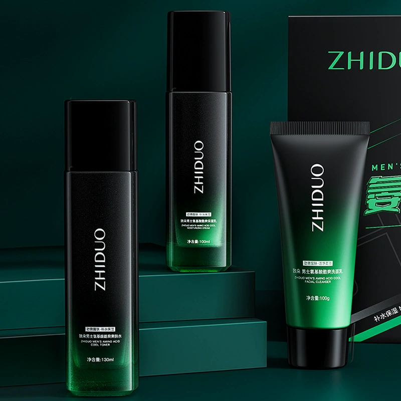 Zhiduo мужской Аминокислотный Крутой набор из трех частей для увлажнения и очистки лица, прямой оптовый набор с завода