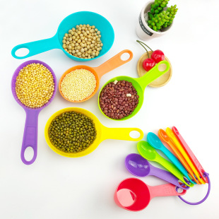 Spot wholesale 12-piece measuring cup measuring spoon color plastic measuring spoon with scale baking tools measuring spoon set