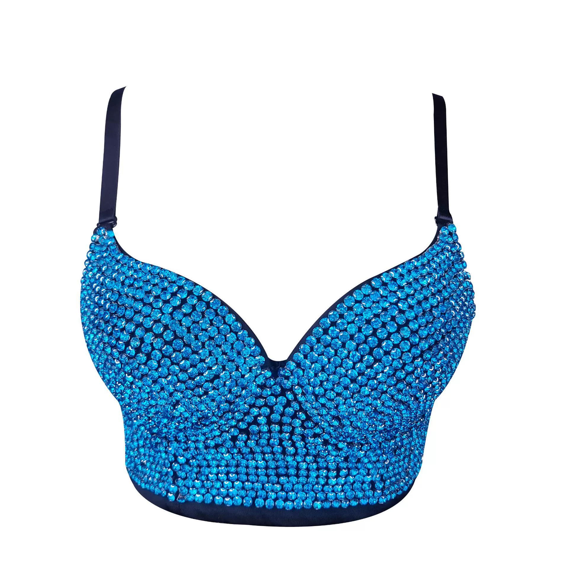 Sling Bralette (Lu Qiu) Embellished with Rhinestones & Beads, Colors, Sizes 34B–40C