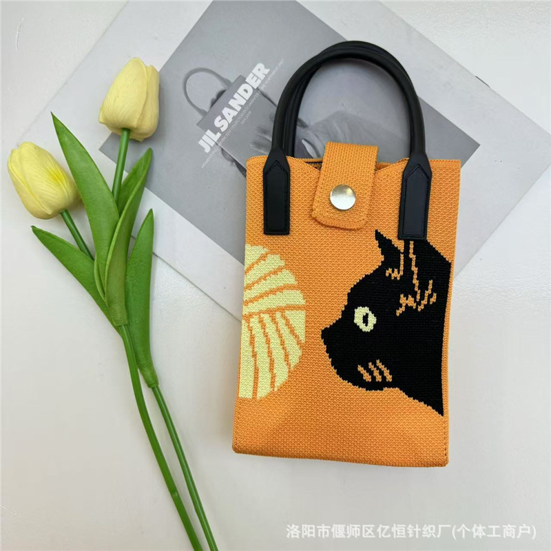 新款卡皮巴拉针织手机包时尚潮流百搭卡通可爱单肩包手拎斜挎包包|undefined