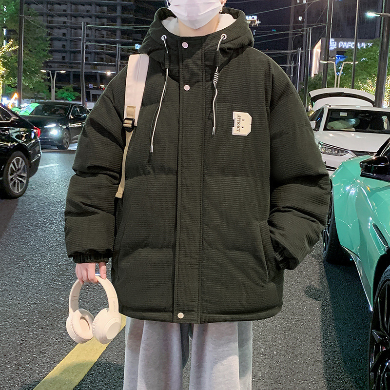 コーデュロイ綿服コート男性冬服2025新型綿服青年ゆるい帽子付き厚いベルベット保温綿入れ|undefined