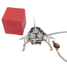 户外野餐炉具 分体式不锈钢三头炉 防风炉头 便携式可折叠炉用品