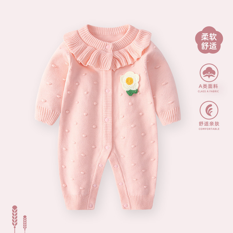 婴儿连体衣秋装衣服2025新款女宝宝满月百天针织哈衣秋冬外出爬服|undefined