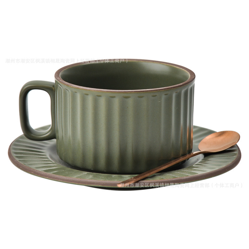 Tazas de café vintage japonesas tazas de cerámica con café de cola flor tazas de café platos set cafetería tazas al por mayor