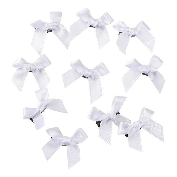 White hairgrip with bow, 10 pieces