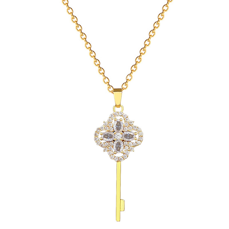 Lucky Grass Full Diamond Necklace Titanium Steel Collarbone Chain_voghion.com