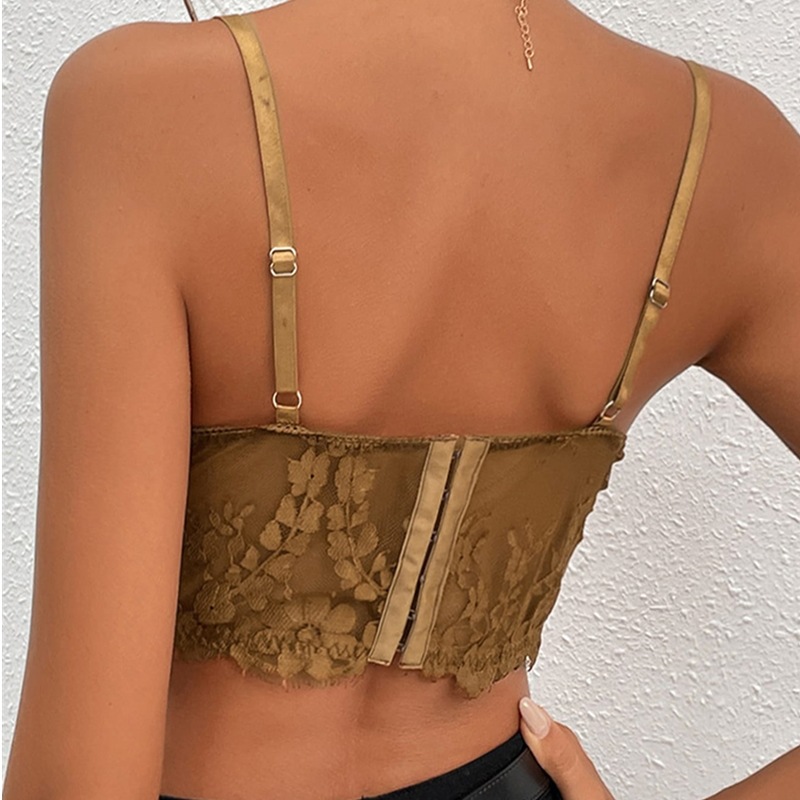 Camisola transparente con bordado de encaje en el pecho NSSCY108953