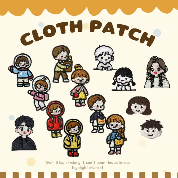 Cross-Border Clothing Accessories Korean-Style Fabric Patches DIY Cartoon Character Embroidery Patches Iron-On Embroidery Patches