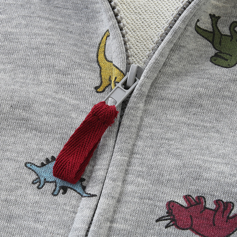 Otoño nuevo chaqueta de niños con capuzas de estilo europeo y americano con cremallera chaqueta de niños de algodón de punto impresa chaqueta de niños